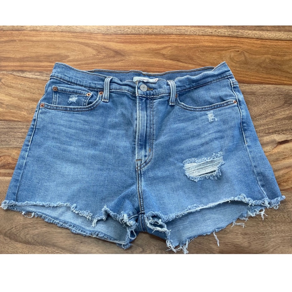 Levi's Distressed Light Blue Denim Jean Shorts